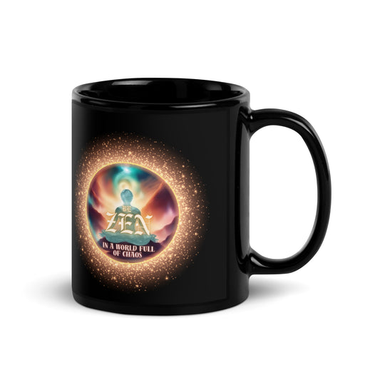Be Zen In A World Full Of Chaos Black Glossy Mug