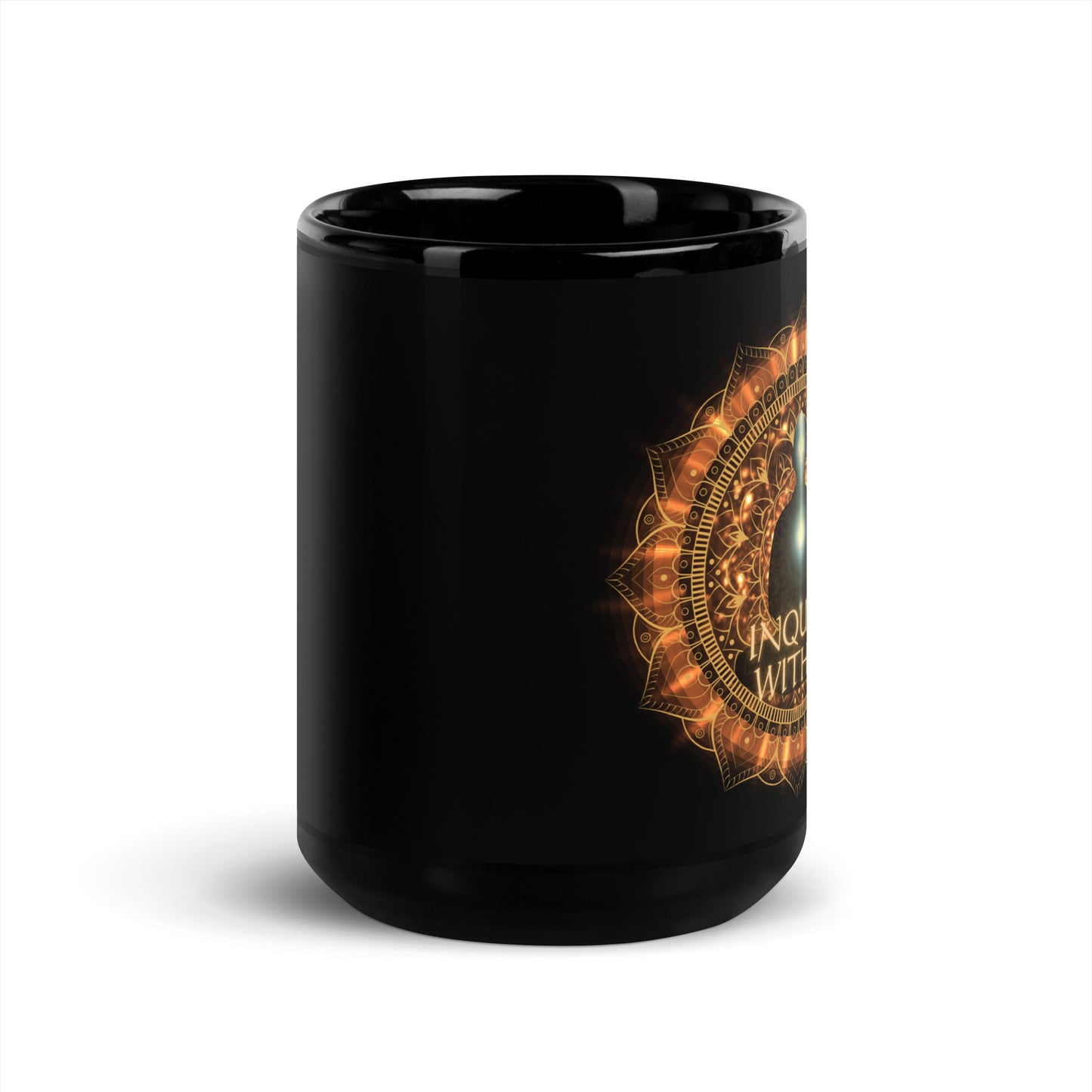 Inquire Within Black Glossy Mug