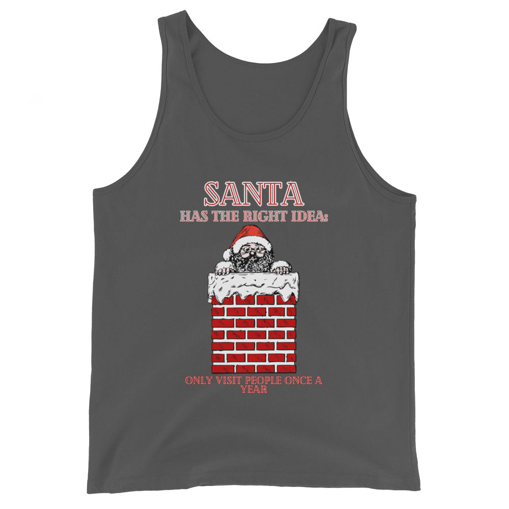 Santa Has The Right Idea Only Visit People Once A Year Tank Top