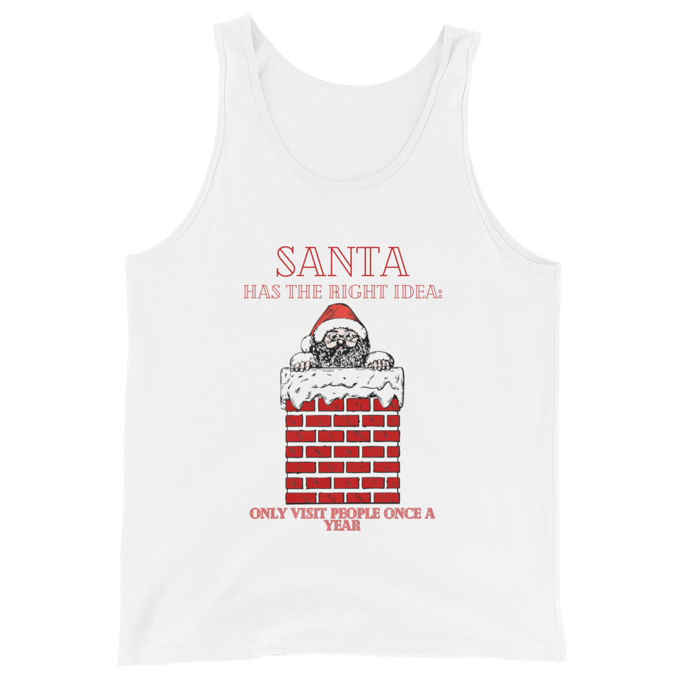 Santa Has The Right Idea Only Visit People Once A Year Tank Top