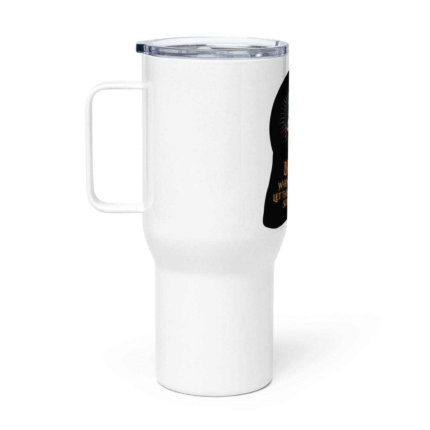Burn When In Doubt Let The Good Vibes Sort It Out Travel mug with a handle