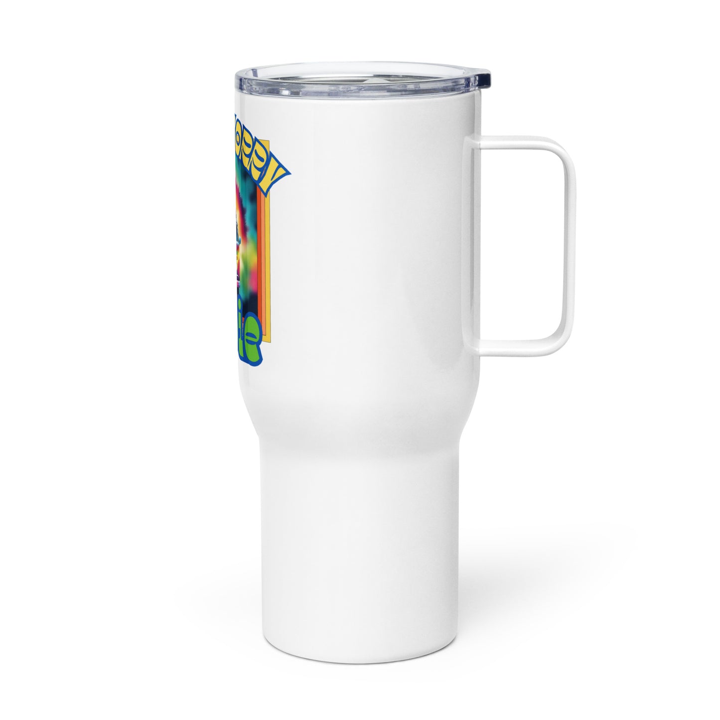 Don’t Worry Be Hippie Travel mug with a handle